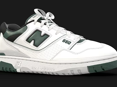 New Balance 650 Classic Sneakers With White And Green Details 3d model