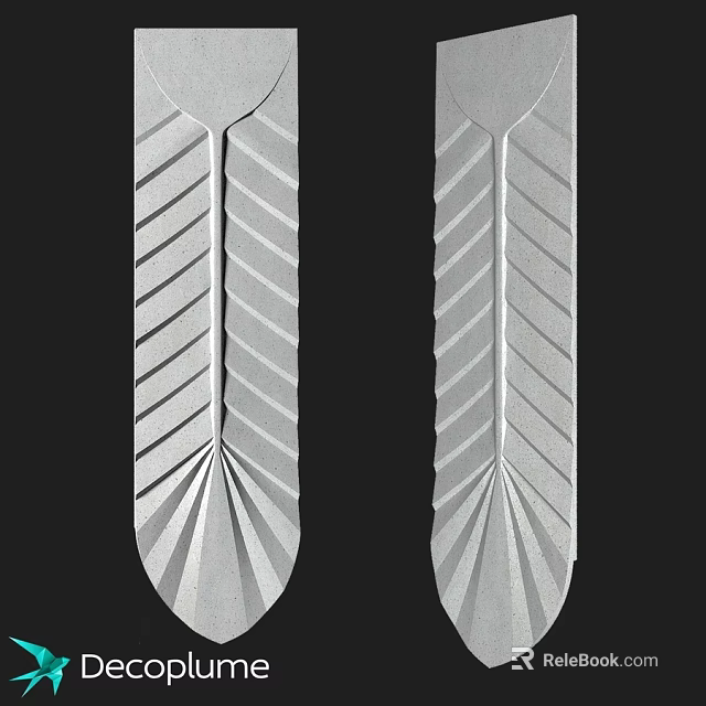 Symmetric Metal Components With Vertical Stripes And Fan Shaped Patterns 3d model 