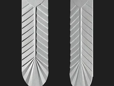 Symmetric Metal Components With Vertical Stripes And Fan Shaped Patterns 3d model