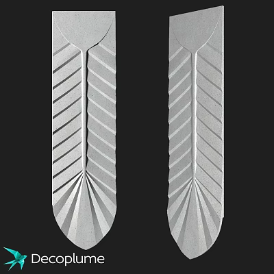 Symmetric Metal Components With Vertical Stripes And Fan Shaped Patterns 3d model