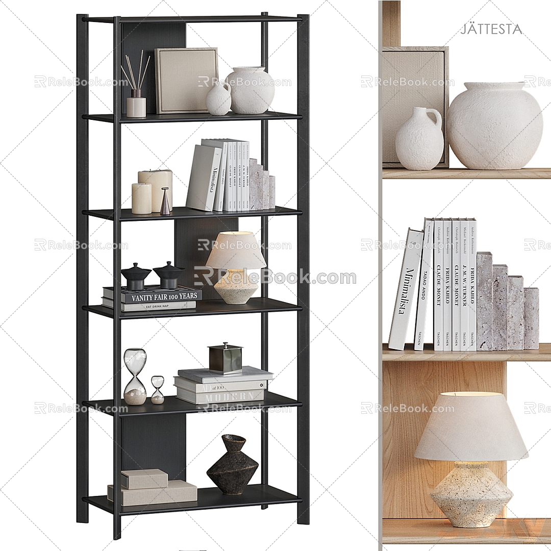 IKEA Simple Metal Solid Wood Bookshelf 3d model