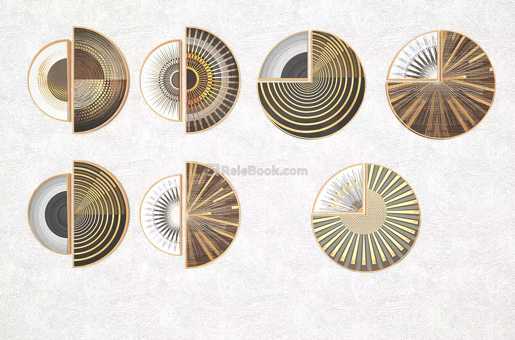 Modern round frame painting personality hanging painting 3d model