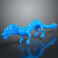 Blue Spiky Dragon With Red Eyes As Game And Movie Fantasy Character