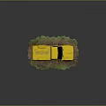 Yellow Classic Pickup Truck On Grass And Dirt Surface Design