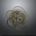 Golden Spiral Decorative Ornament With Rotating Metal Strips And Reflective Base