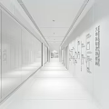 Modern Corridor Interior With Glass Walls Display Cabinets And Ambient Lighting