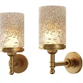 Modern Brass Wall Sconces With Crackled Glass Shades And Warm Light