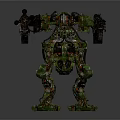 Battle Ready Green Mechanical Robot With Weapon Arm And Intricate Metallic Design
