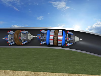 Modern Industrial Tunnel Boring Machine With Rotating Cutter Head For Underground Construction Project 3d model