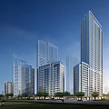 Aerial View Of Modern Urban Planning With High Rise Buildings And Green Spaces