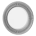 Modern Round Mirror With Ribbed Metallic Frame And Reflected Tree Window View For Interior Design 3d model
