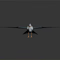 Bird With Spread Black Wings White Body Yellow Beak And Orange Feet