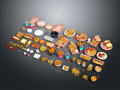Various Kitchen Household Items Including Plates Cups Cutting Boards And Utensils For Daily Use 3d model