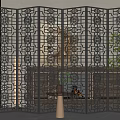 Modern Metal Decorative Screen With Intricate Chinese Pattern For Interior Decoration 3d model