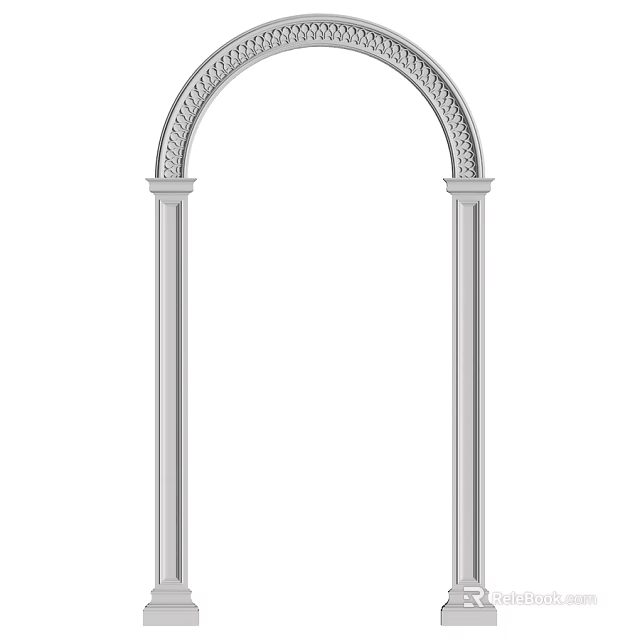 Ornate Architectural Component Featuring Arched Top And Decorative Columns 3d model 