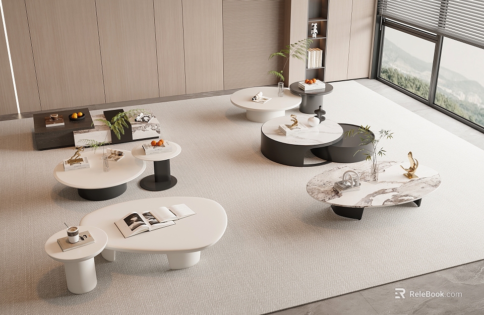 Modern Luxury Living Room Coffee Tables With Marble Tops And Elegant Designs 3d model 