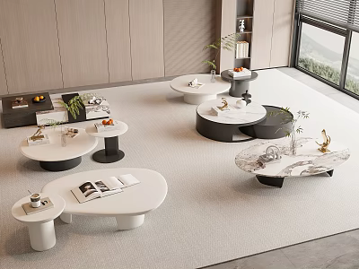 Modern Luxury Living Room Coffee Tables With Marble Tops And Elegant Designs 3d model