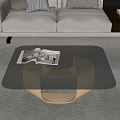 Elegant Coffee Table With Glass Top Metal Frame In Living Room With Sofa And Magazines