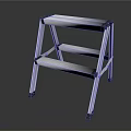 Silver Metal Folding Step Ladder With Two Steps And Anti slip Design For Household Use