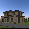 Modern Single Family House Exterior With Lawn Greenery Stone Path And Large Windows