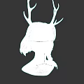 Fantasy Female Character Head With Antlers Elf Ears And Braided Brown Hair On Dark Background