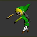 Legend of Zelda Character Link in Green Tunic With Blonde Hair and Boomerang