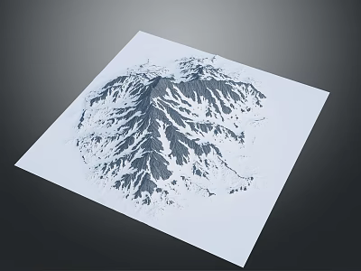 Modern 3D Snowy Mountain Artwork On Square Paper With Detailed Texture 3d model