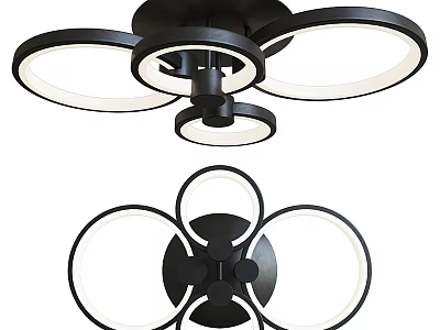Modern Black Circular Ring Chandelier With Multiple Rings And White Light Design 3d model