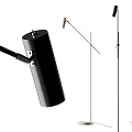 Minimalist Floor Lamp with Adjustable Metal Arm and White Cylindrical Base Design