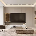 Modern Living Dining Room Interior Design With Beige Sofa Coffee Table Marble Wall And Rug
