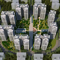 Modern Residential Buildings Complex With Central Garden And Lush Green Surroundings