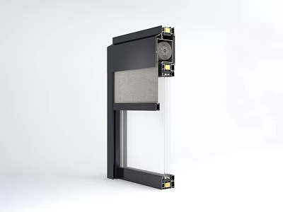 Black Structural Frame With Transparent Panel And Yellow Accent Details 3d model