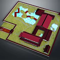 Traditional Architectural Layout With Red Roofs Green Lawns And Water Features