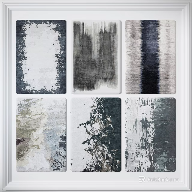 Square Rugs with Modern Abstract Patterns and Neutral Tones for Home Decor 3d model