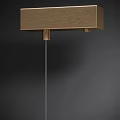 Sleek Square Brass Metallic Pendant Light With Thin Hanging Rod Design 3d model