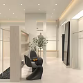 Modern Clothing Store Exterior with Glass Door Window Display Mannequins and Interior Racks