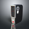 Sleek Black Headphone Speaker With Silver Trim Control Buttons Circular Knob And Red Label