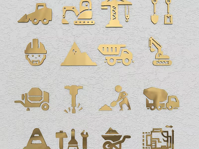 Modern signboard construction site identification 3d model