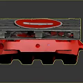 Red Traffic Barrier Structure With Grooved Panels And Gray Base Support Frame 3d model
