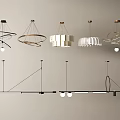Modern Artistic Pendant Lights with Geometric Circular and Linear Shape Designs 3d model