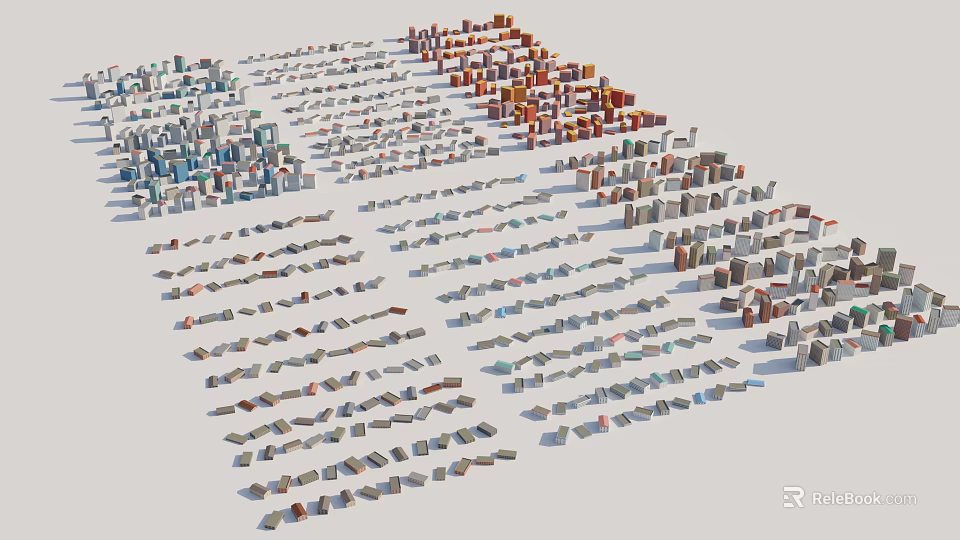 Aerial View Urban Planning With Diverse Building Arrangement And Zone Layouts 3d model 