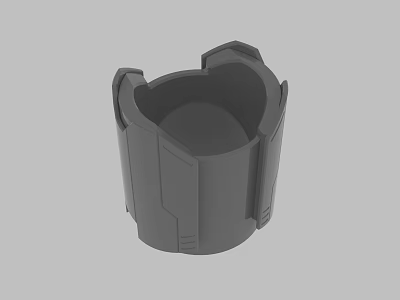 Gray 3D Model of Circular Mechanical Container Featuring Structural Side Panels 3d model