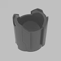 Gray 3D Model of Circular Mechanical Container Featuring Structural Side Panels
