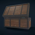 Open Commercial Wooden Storage Chest With Metal Hardware And Empty Interior For Business Storage Solutions