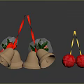 Festive Christmas Clothing Accessories With Brass Bells Red Balls And Green Leaves