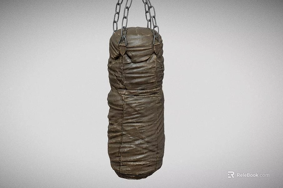Brown Leather Hanging Boxing Bag Ideal For Fitness Training And Workout 3d model 