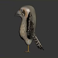 Detailed Falcon Bird with Spread Wings Standing on Reflective Gray Background
