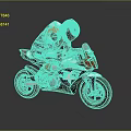 Kids Riding Mini Racing Motorcycle Wearing Helmet With Red White Blue Stars Design