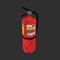 Red Fire Extinguisher Safety Equipment With Warning Labels And Handle