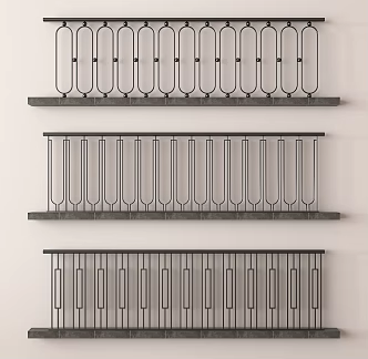 Modern wrought iron railing guardrail fence 3d model